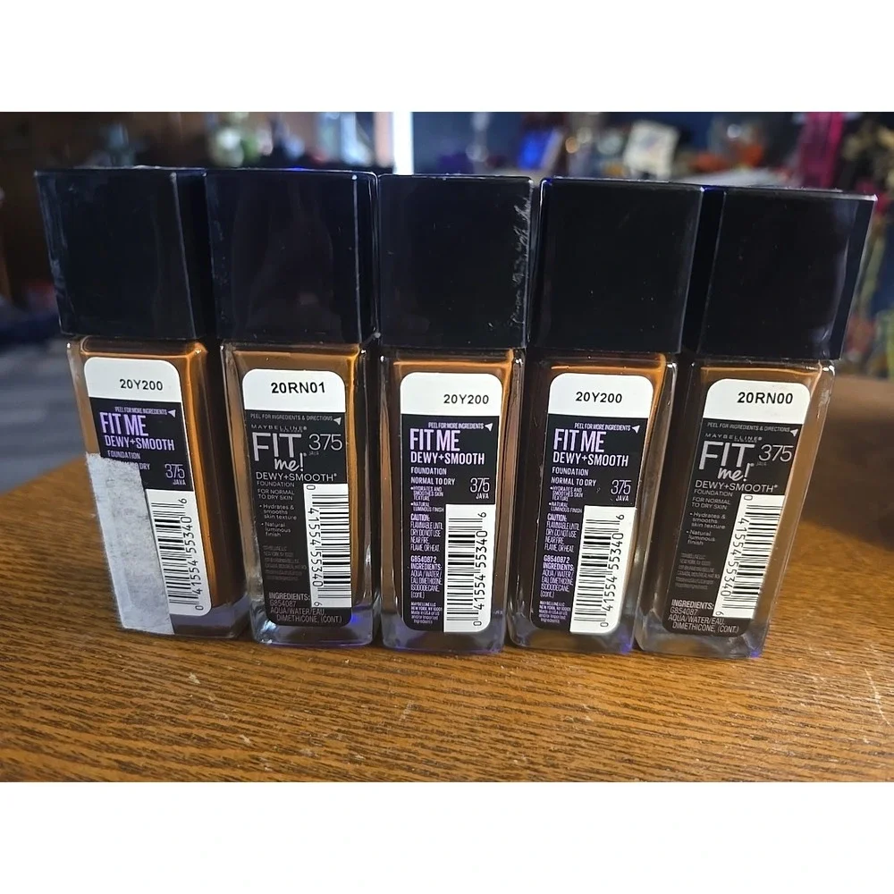 5X Lot Maybelline FIT ME Dewy‎ + Smooth Foundation Normal To Dry #375 Java NEW